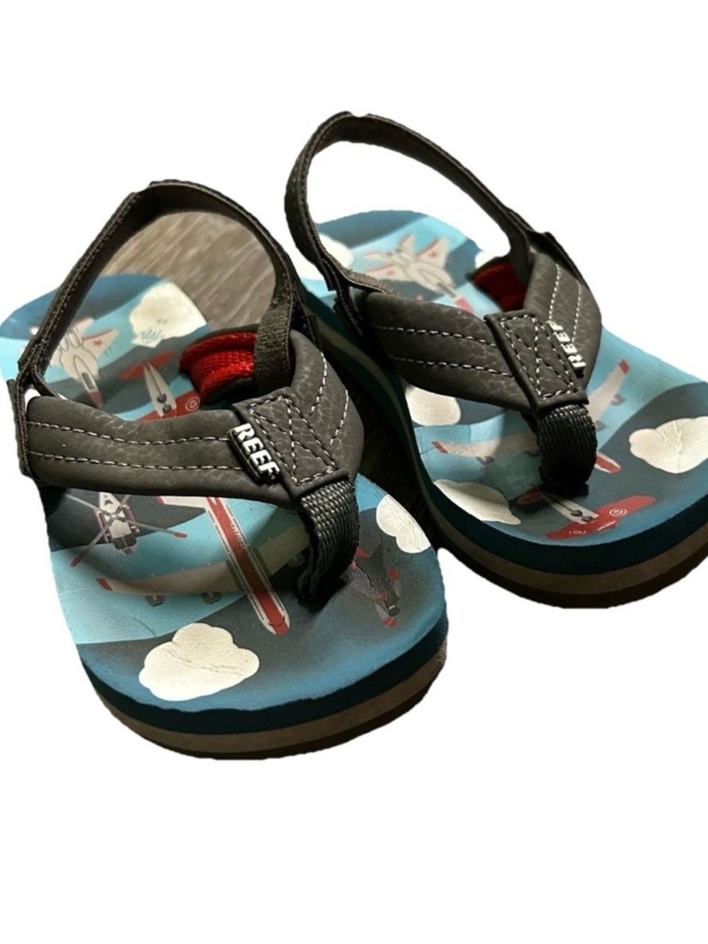 Toddler Boy Reef Summer Flip Flops Beach Warm Weather Size 5/6 - Picture 2 of 4